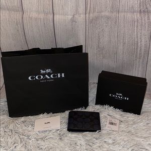 Slim COACH Billfold Wallet In Signature Canvas